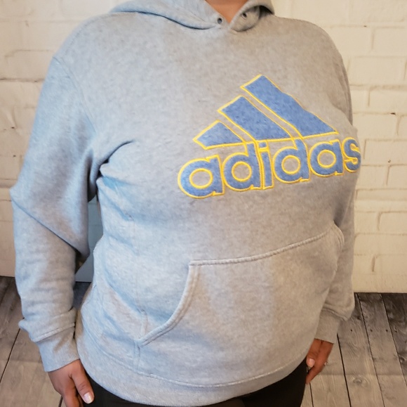 grey and yellow adidas hoodie